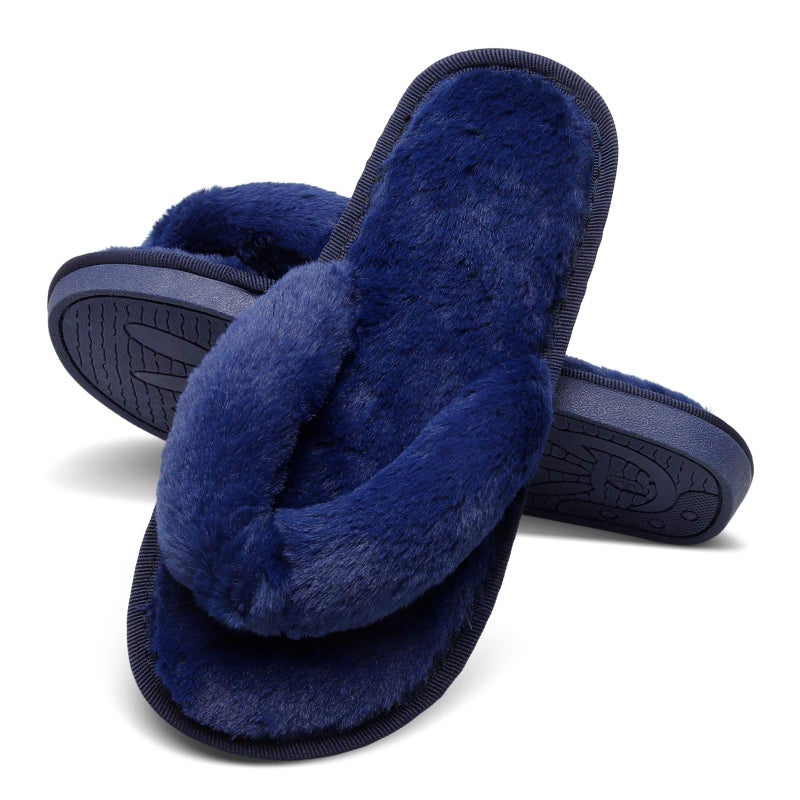 JOINFREE Women's Flip Flops House Slippers for Indoor Bedroom Navy Blue 7.5/8.5 M US - Image 5